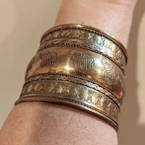 Copper Adjustable Cuff with Elephants